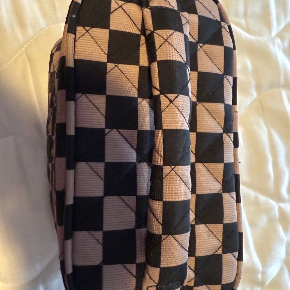 Velvet Caviar Checkered Cosmetic Bag - Black and Tan
